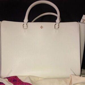 Chic White Satchel by Tory Burch